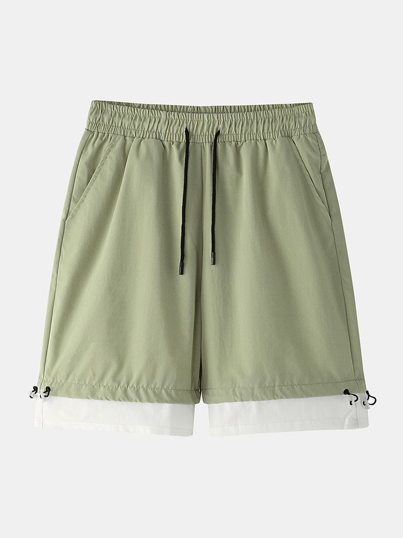 Herre Bomull Ensfarget Snøring Loose Fit Fritids Shorts