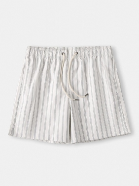 Herre Cozy Stripe Loungewear Shorts Snøring Hurtigtørkende Løs Mini Shorts