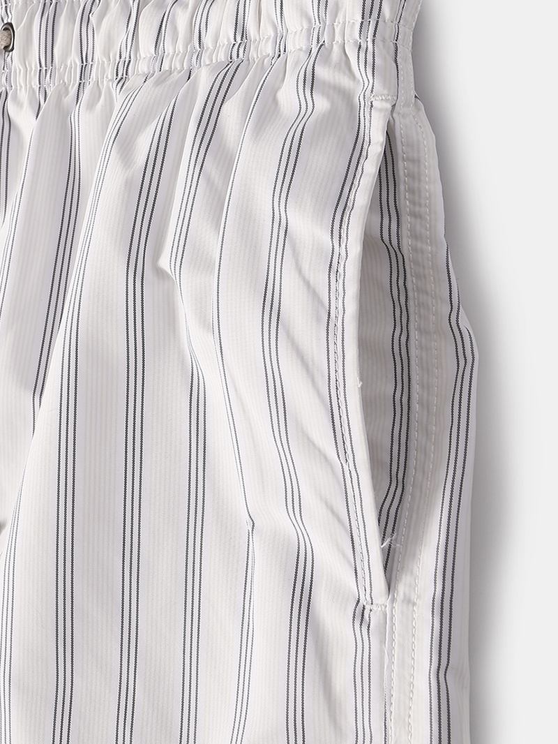 Herre Cozy Stripe Loungewear Shorts Snøring Hurtigtørkende Løs Mini Shorts