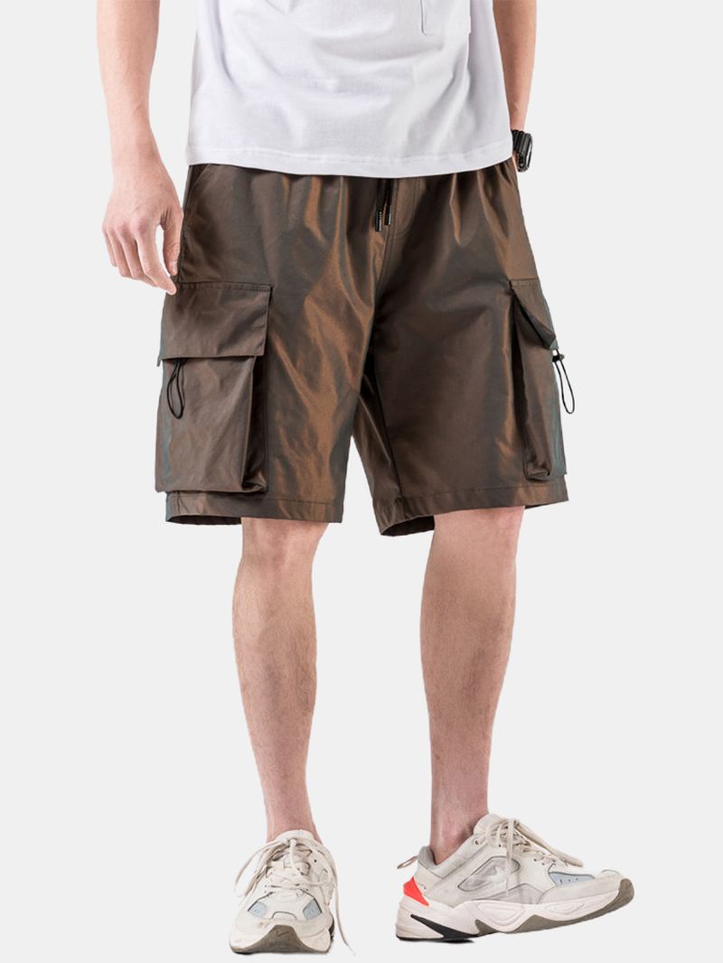 Herre Fritids Big Pocket Cargo Shorts Med Snøring