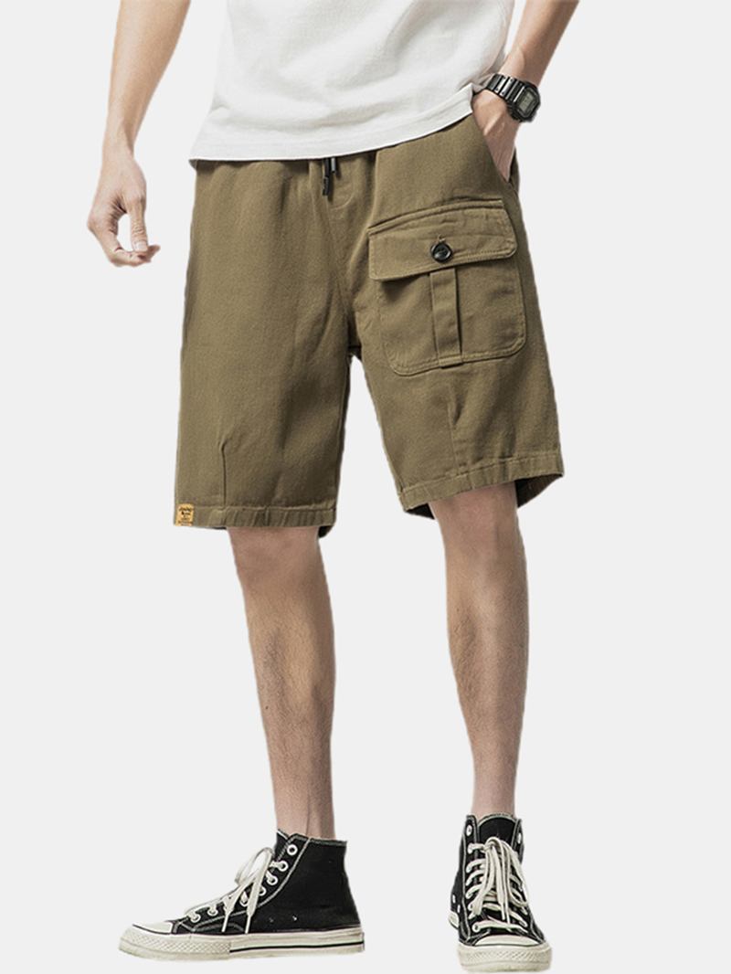 Herre Fritids Cotton Snøring Multi Pocket Cargo Shorts