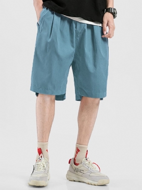 Herre Fritids Snøring Pustende Elastisk Midje Fit Pocket Shorts