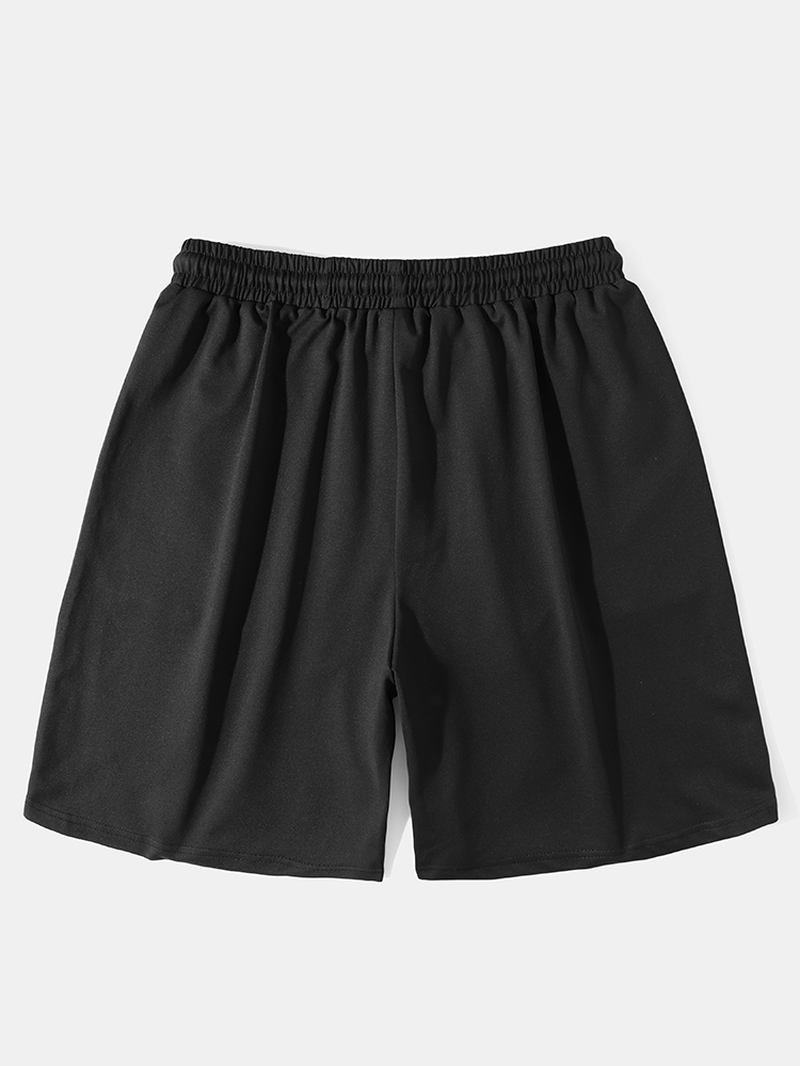 Herre Nasa Label Leisure Black Elastisk Midje Shorts Med Sidelomme