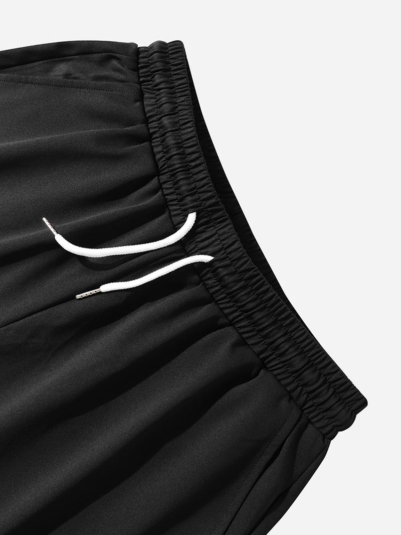 Herre Nasa Label Leisure Black Elastisk Midje Shorts Med Sidelomme