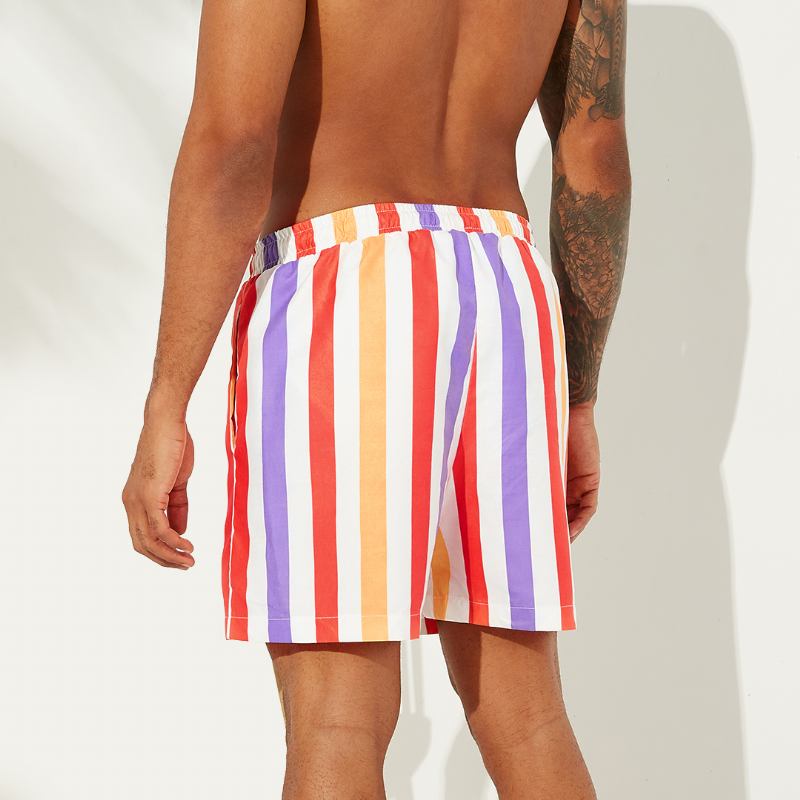 Herre Sunshine Striped Board Shorts Tynn Quick Dry Mesh Lining Fishing Beach Shorts