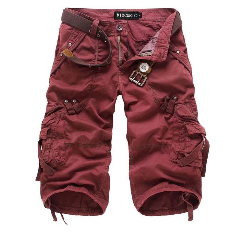 Herre Utendørs Multi-pocket Cargo Shorts Ensfarge Uformelle Kne-lengde Bomull Shorts