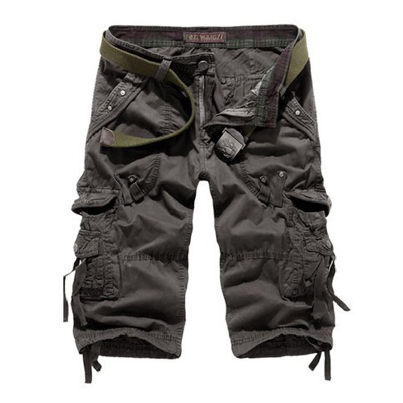 Herre Utendørs Multi-pocket Cargo Shorts Ensfarge Uformelle Kne-lengde Bomull Shorts