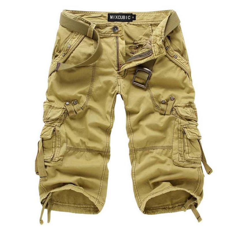 Herre Utendørs Multi-pocket Cargo Shorts Ensfarge Uformelle Kne-lengde Bomull Shorts