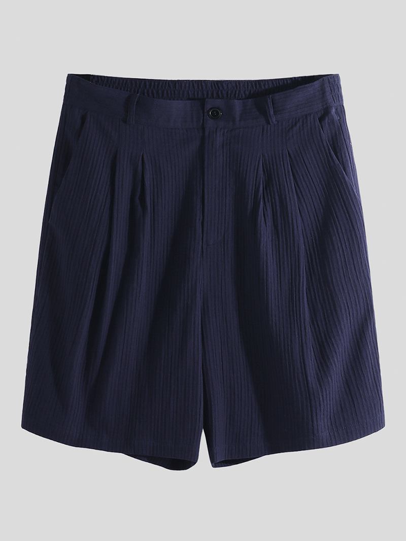 Menn Cotton Seersucker Relaxed Chino Shorts