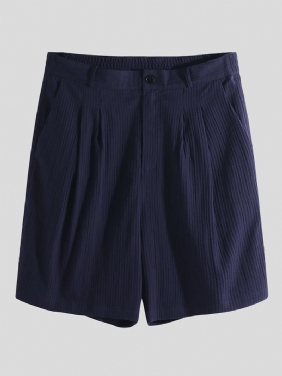 Menn Cotton Seersucker Relaxed Chino Shorts