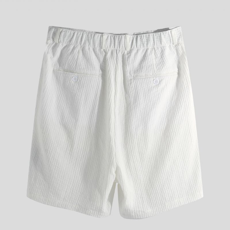 Menn Cotton Seersucker Relaxed Chino Shorts