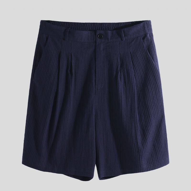 Menn Cotton Seersucker Relaxed Chino Shorts