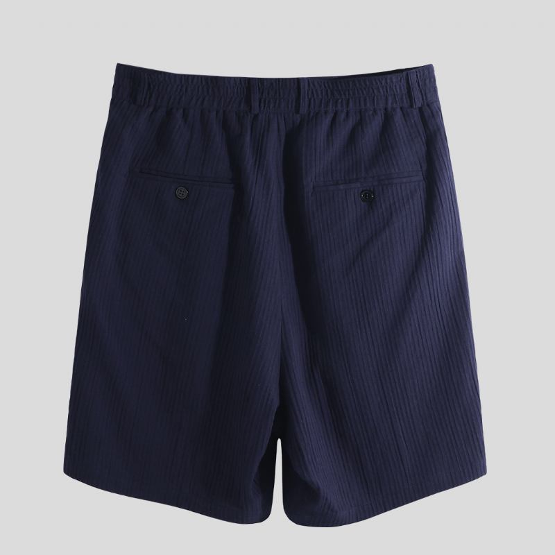 Menn Cotton Seersucker Relaxed Chino Shorts