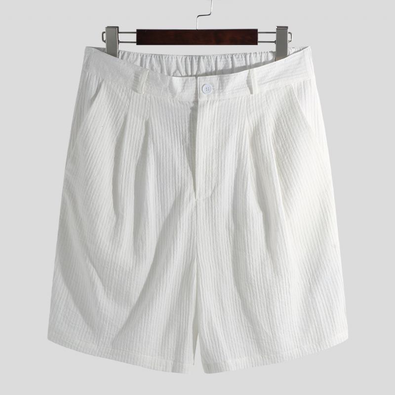 Menn Cotton Seersucker Relaxed Chino Shorts