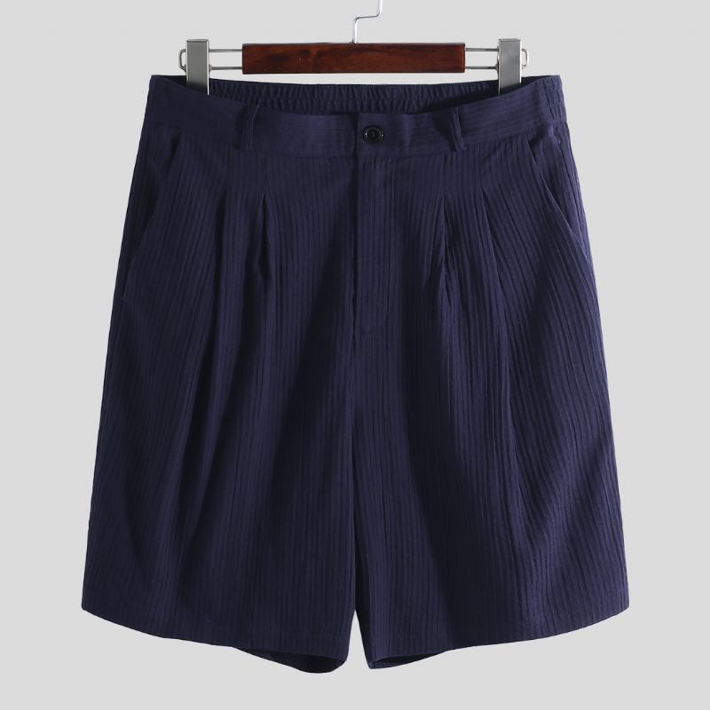 Menn Cotton Seersucker Relaxed Chino Shorts