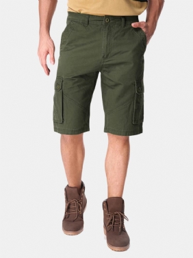 Menn Fritids Cotton Store Lommer Loose Cargo Military Shorts