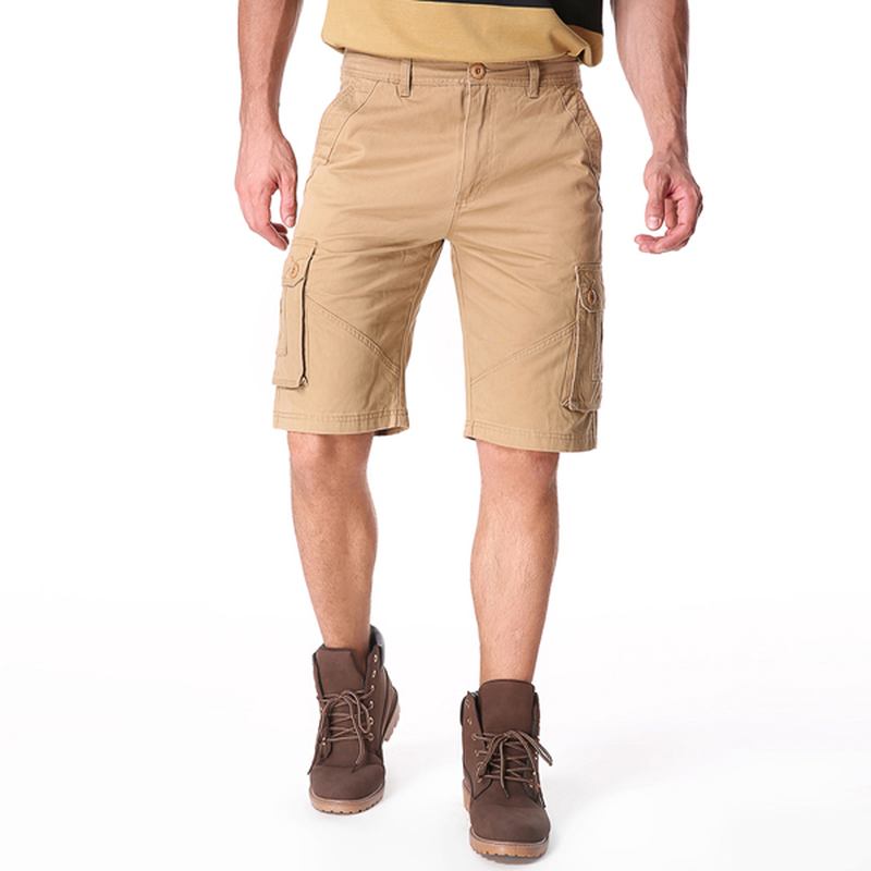 Menn Fritids Cotton Store Lommer Loose Cargo Military Shorts