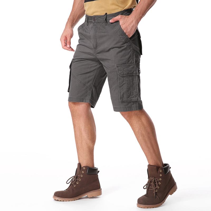 Menn Fritids Cotton Store Lommer Loose Cargo Military Shorts