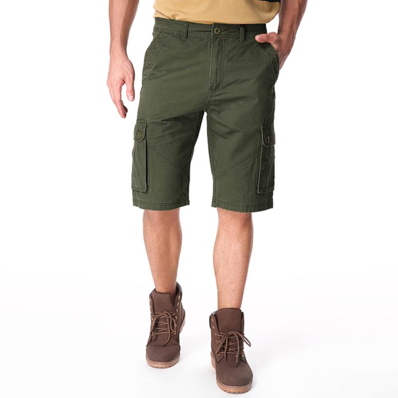 Menn Fritids Cotton Store Lommer Loose Cargo Military Shorts