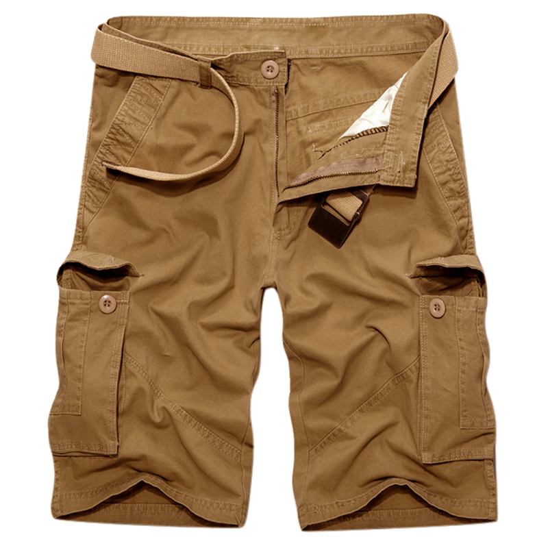 Menn Fritids Cotton Store Lommer Loose Cargo Military Shorts