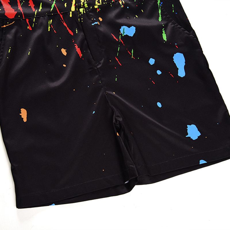 Menn Splash Ink Trykt Kortermet Jumpsuit