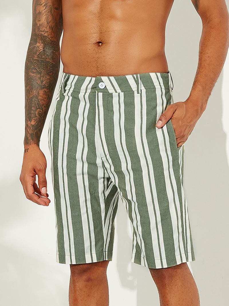 Menn Sumemr Beach Stripe Pustende Big Pocket Fritids Shorts