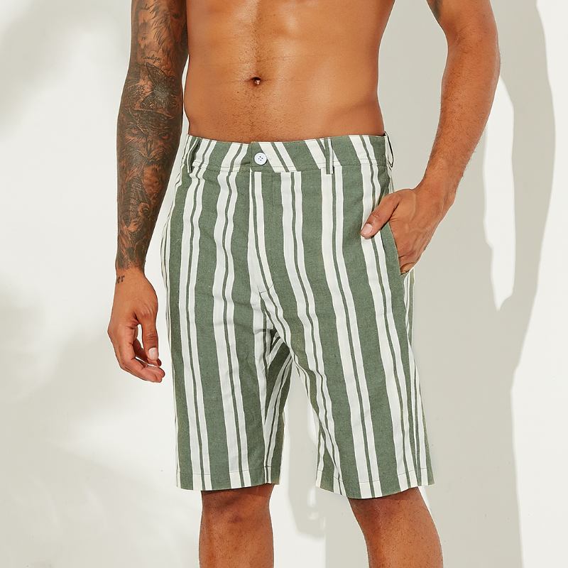 Menn Sumemr Beach Stripe Pustende Big Pocket Fritids Shorts