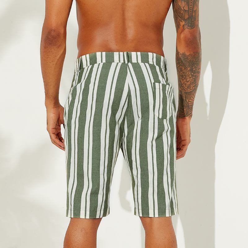 Menn Sumemr Beach Stripe Pustende Big Pocket Fritids Shorts