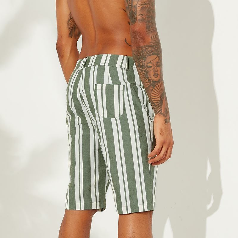 Menn Sumemr Beach Stripe Pustende Big Pocket Fritids Shorts