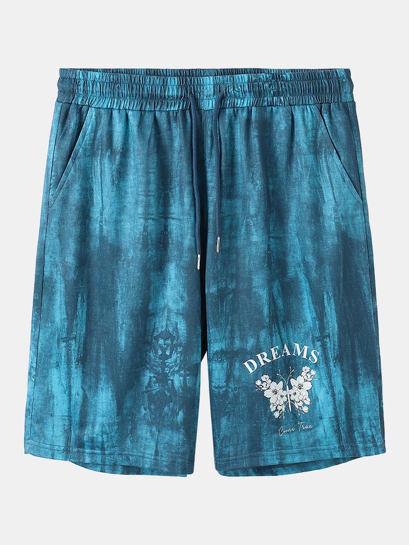 Menn Tie Dye Blomstrete Med Trykk Elastisk Midje Shorts