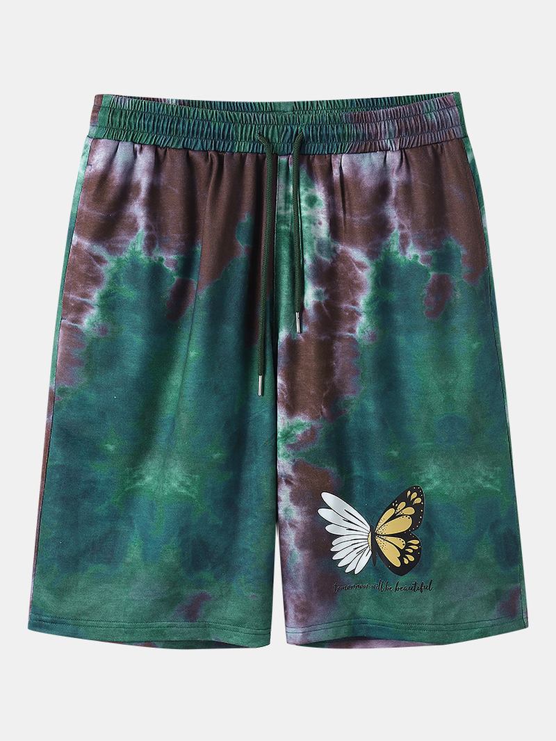 Menn Tie Dye Butterfly Med Trykk Elastisk Midje Shorts