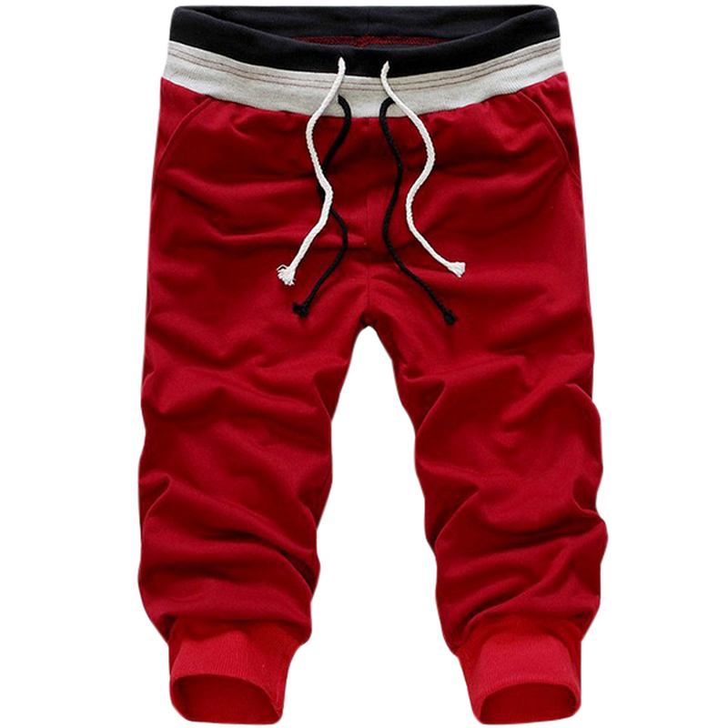 Menns Fritids Elastisk Midje Sport Capri-bukser Mote Pure Color Harem-bukser