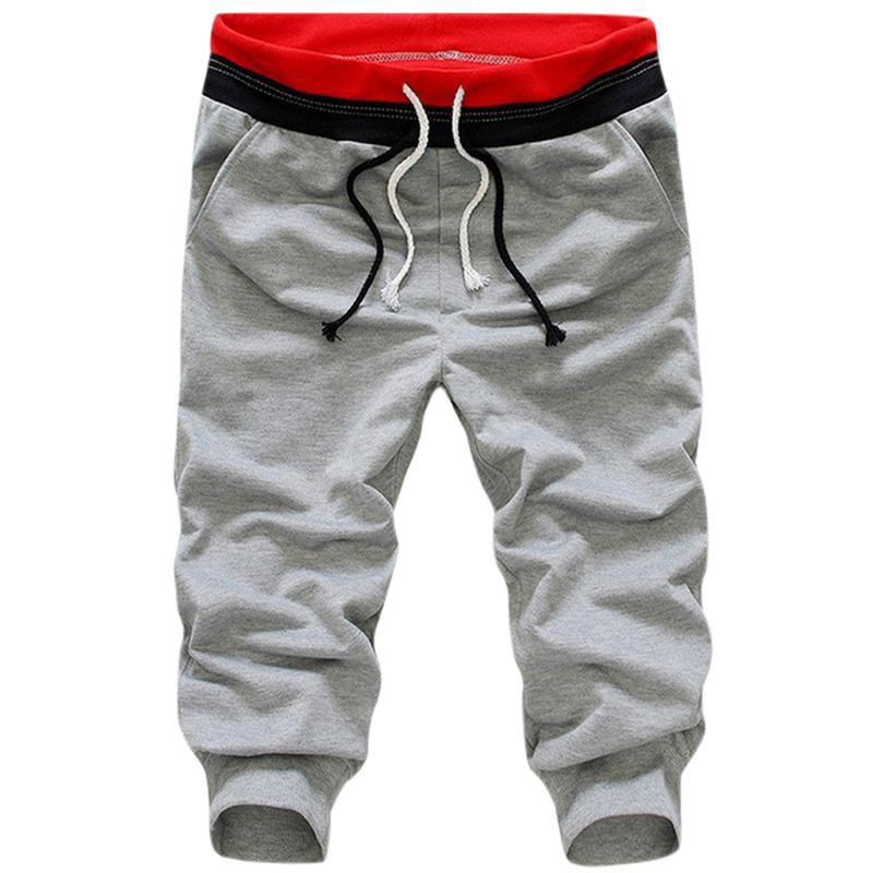 Menns Fritids Elastisk Midje Sport Capri-bukser Mote Pure Color Harem-bukser