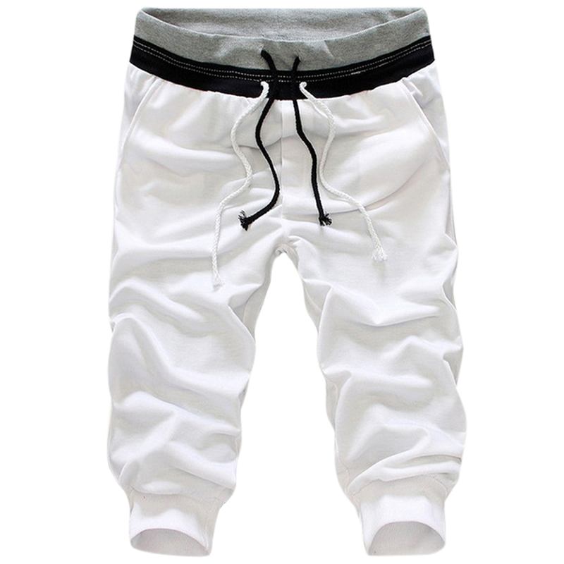 Menns Fritids Elastisk Midje Sport Capri-bukser Mote Pure Color Harem-bukser