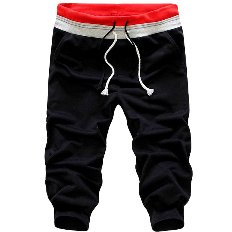 Menns Fritids Elastisk Midje Sport Capri-bukser Mote Pure Color Harem-bukser