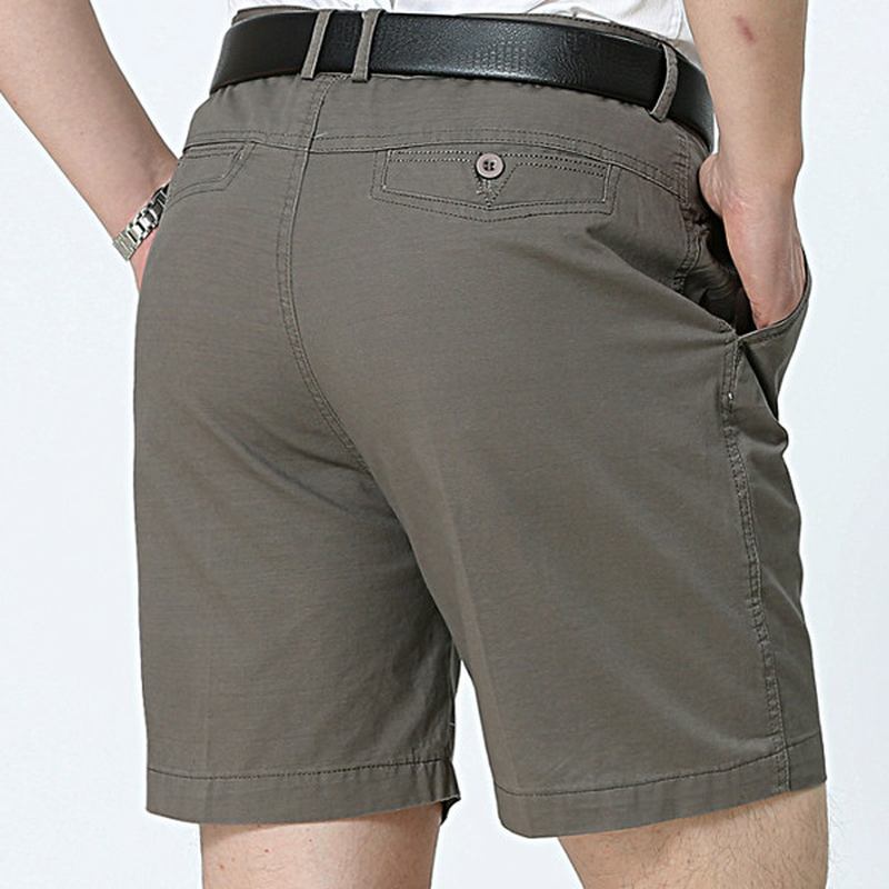 Middelaldrende Herre Business Fritids Golf Shorts Sommer Bomull Kne Lengde Dress Shorts Bukser