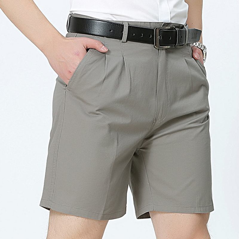 Middelaldrende Herre Business Fritids Golf Shorts Sommer Bomull Kne Lengde Dress Shorts Bukser