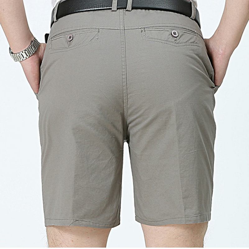 Middelaldrende Herre Business Fritids Golf Shorts Sommer Bomull Kne Lengde Dress Shorts Bukser