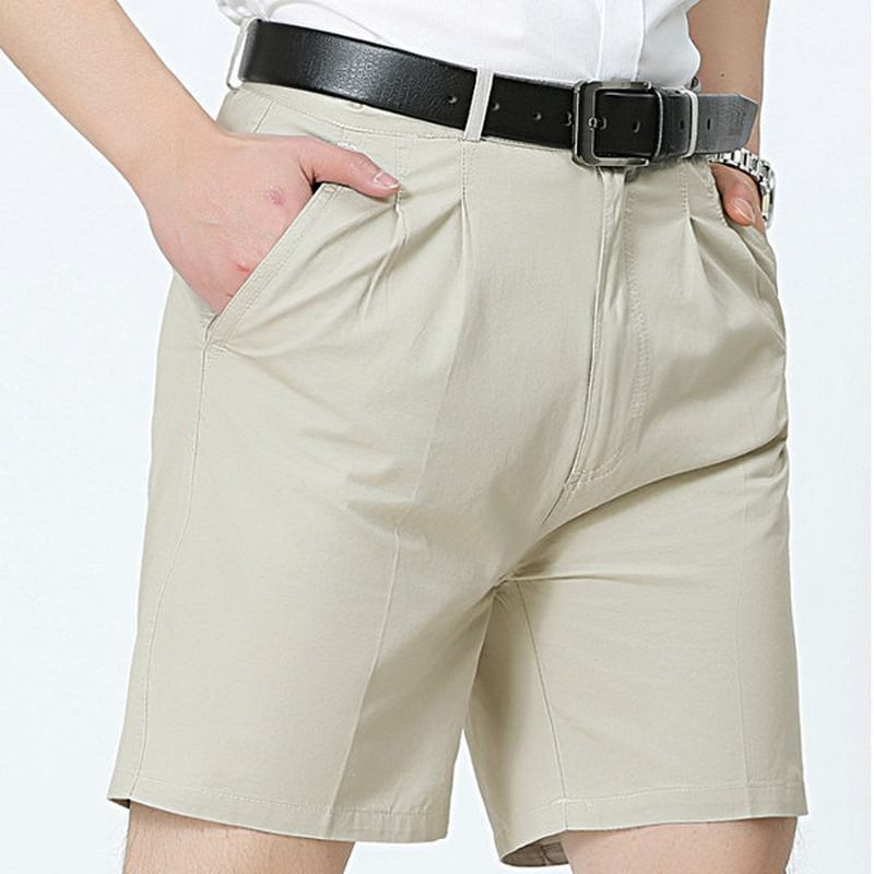 Middelaldrende Herre Business Fritids Golf Shorts Sommer Bomull Kne Lengde Dress Shorts Bukser