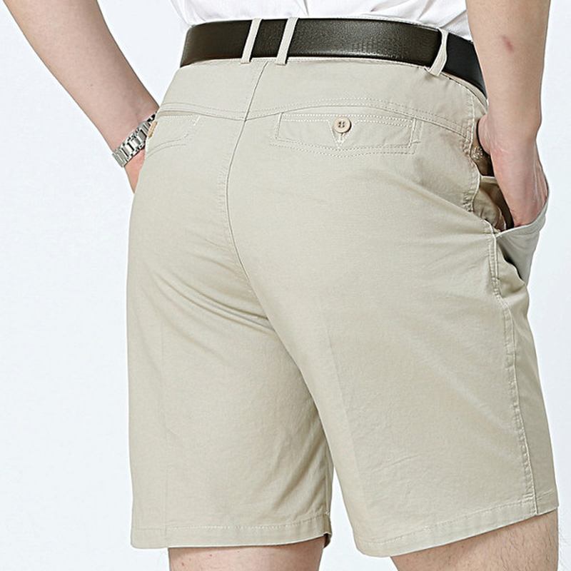 Middelaldrende Herre Business Fritids Golf Shorts Sommer Bomull Kne Lengde Dress Shorts Bukser