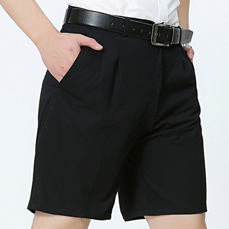 Middelaldrende Herre Business Fritids Golf Shorts Sommer Bomull Kne Lengde Dress Shorts Bukser