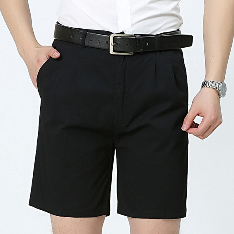 Middelaldrende Herre Business Fritids Golf Shorts Sommer Bomull Kne Lengde Dress Shorts Bukser