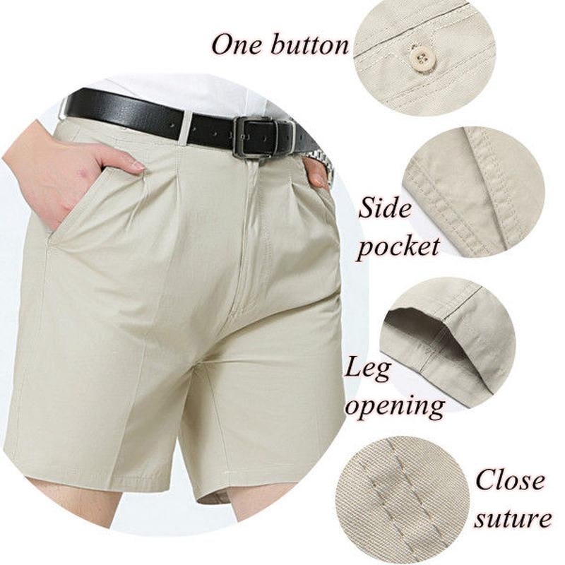 Middelaldrende Herre Business Fritids Golf Shorts Sommer Bomull Kne Lengde Dress Shorts Bukser