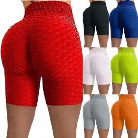 Sommer Strikke Shorts Høy Midje Hip Tight Leggings Stretch Running Biker Shorts