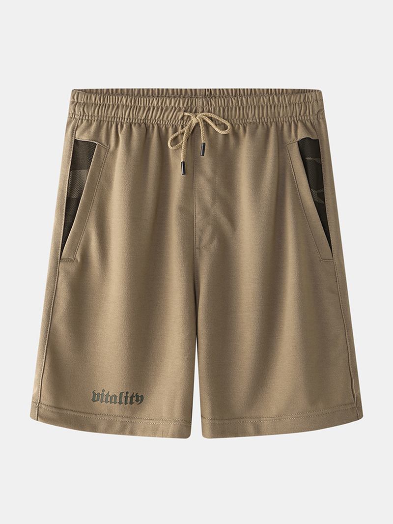 Sport Elastisk Midjelomme Ensfarget Fritids Shorts