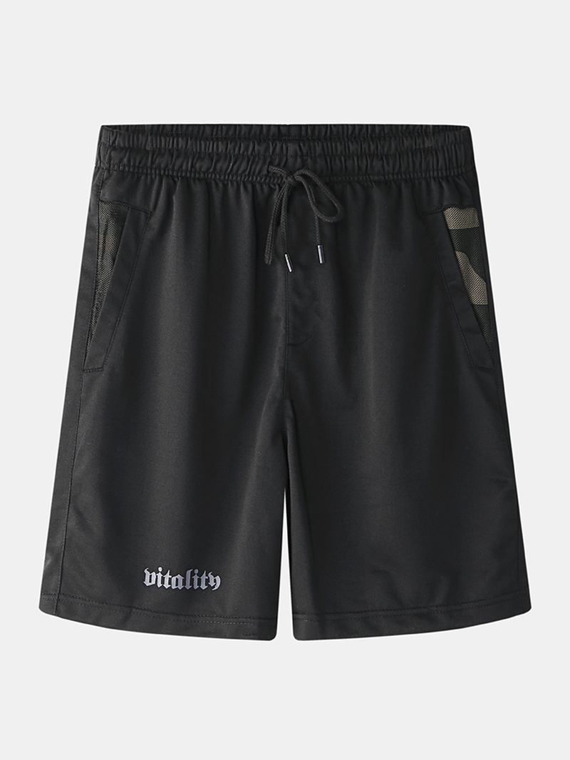 Sport Elastisk Midjelomme Ensfarget Fritids Shorts