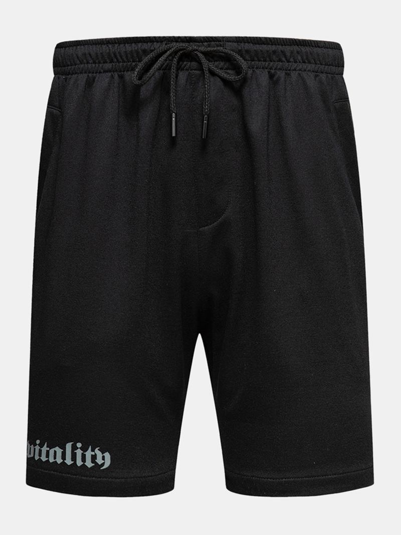 Sport Elastisk Midjelomme Ensfarget Fritids Shorts