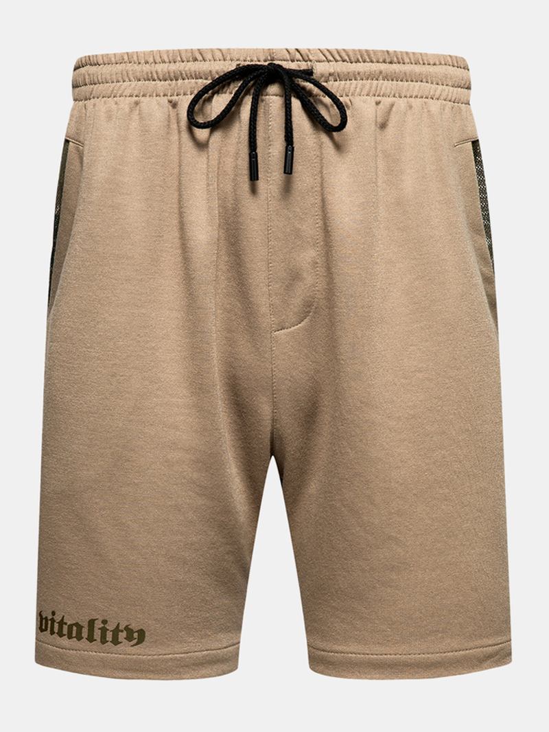 Sport Elastisk Midjelomme Ensfarget Fritids Shorts