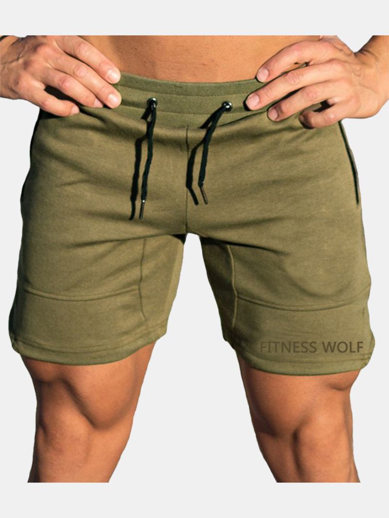 Sportssykkelsnøre For Menn Slim Fit Ensfarget Uformelle Shorts