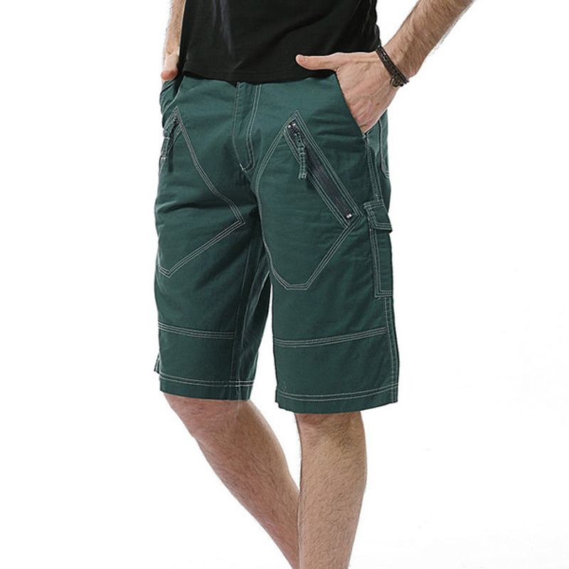 Stor Størrelse 30-40 Fritids Cargo-shorts Sommer Menns Ensfargede Multilommer Knelange Shorts